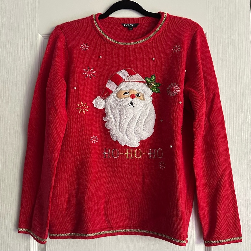 George US M Women’s Ugly Red Santa Claus Christmas Sweater